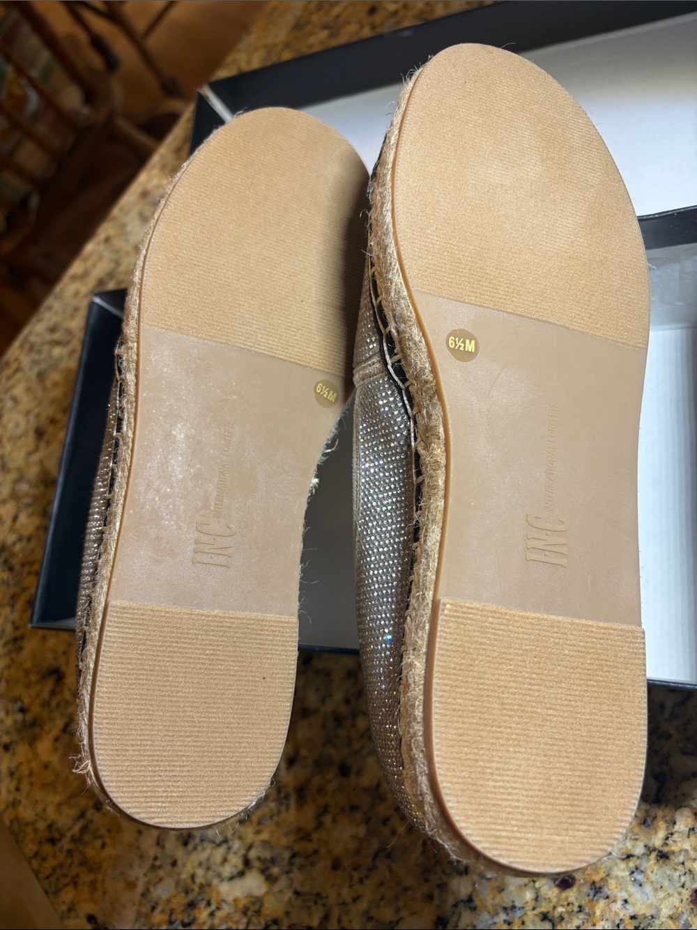 INC International Concepts, 6.5 Metallic Espadrille Flats - Silver & Black NEW - Picture 7 of 13